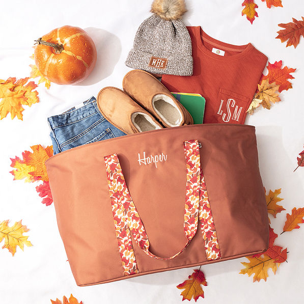 harvest floral extra large tote bag flatlay