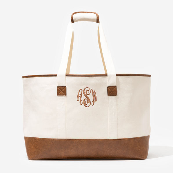 Monogrammed Extra Large Tote Bag in Ivory