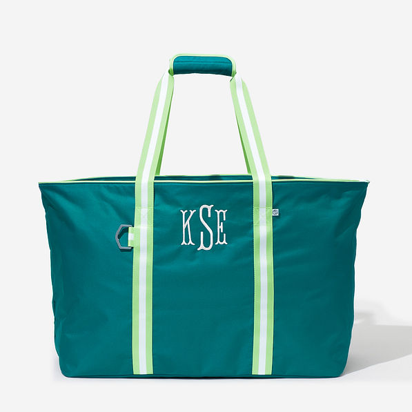 monogrammed extra large tote bag in teal