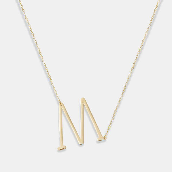 Sideways m initial necklace Clearance