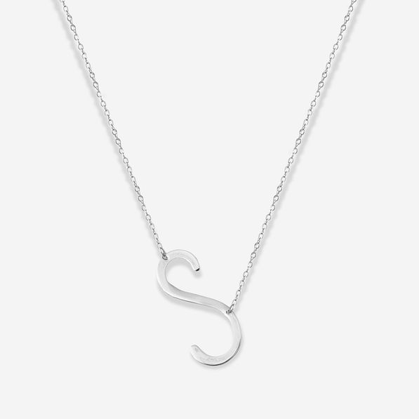 jwL s silver sideways initial necklace