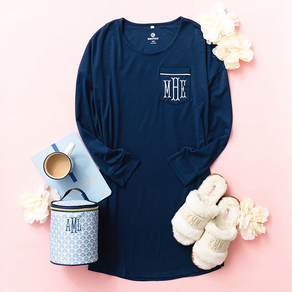 navy nightgown dress flatlay