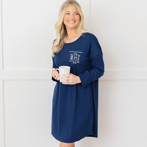 navy nightgown dress on ashley