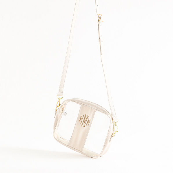 Monogrammed Clear Crossbody Bag with Chain