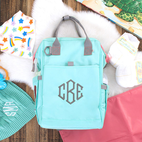 Personalized Diaper Backpack in Mint