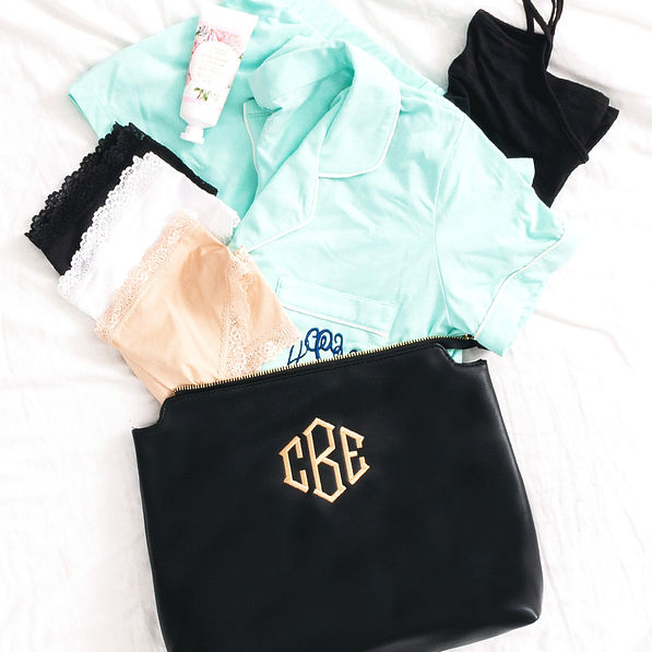 monogrammed packing bag