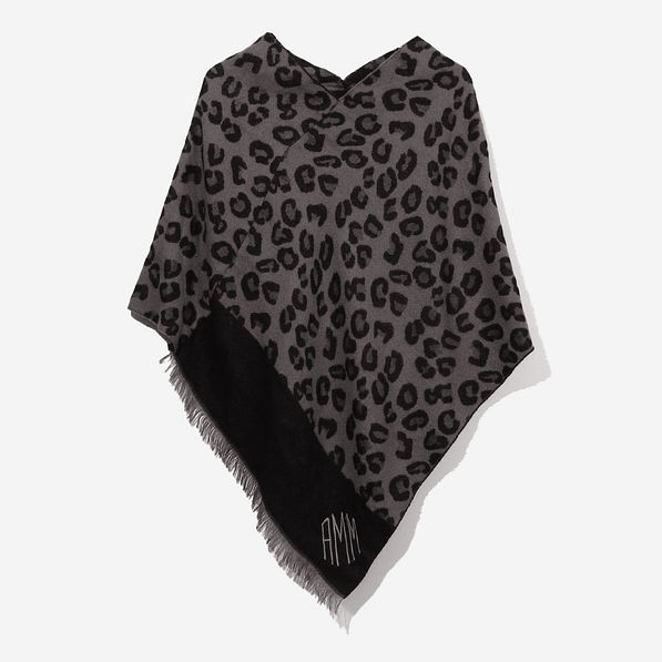 monogrammed leopard poncho in onyx leopard