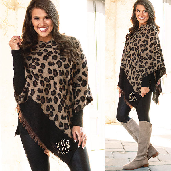 Monogrammed Leopard Sweater Wrap — Marleylilly