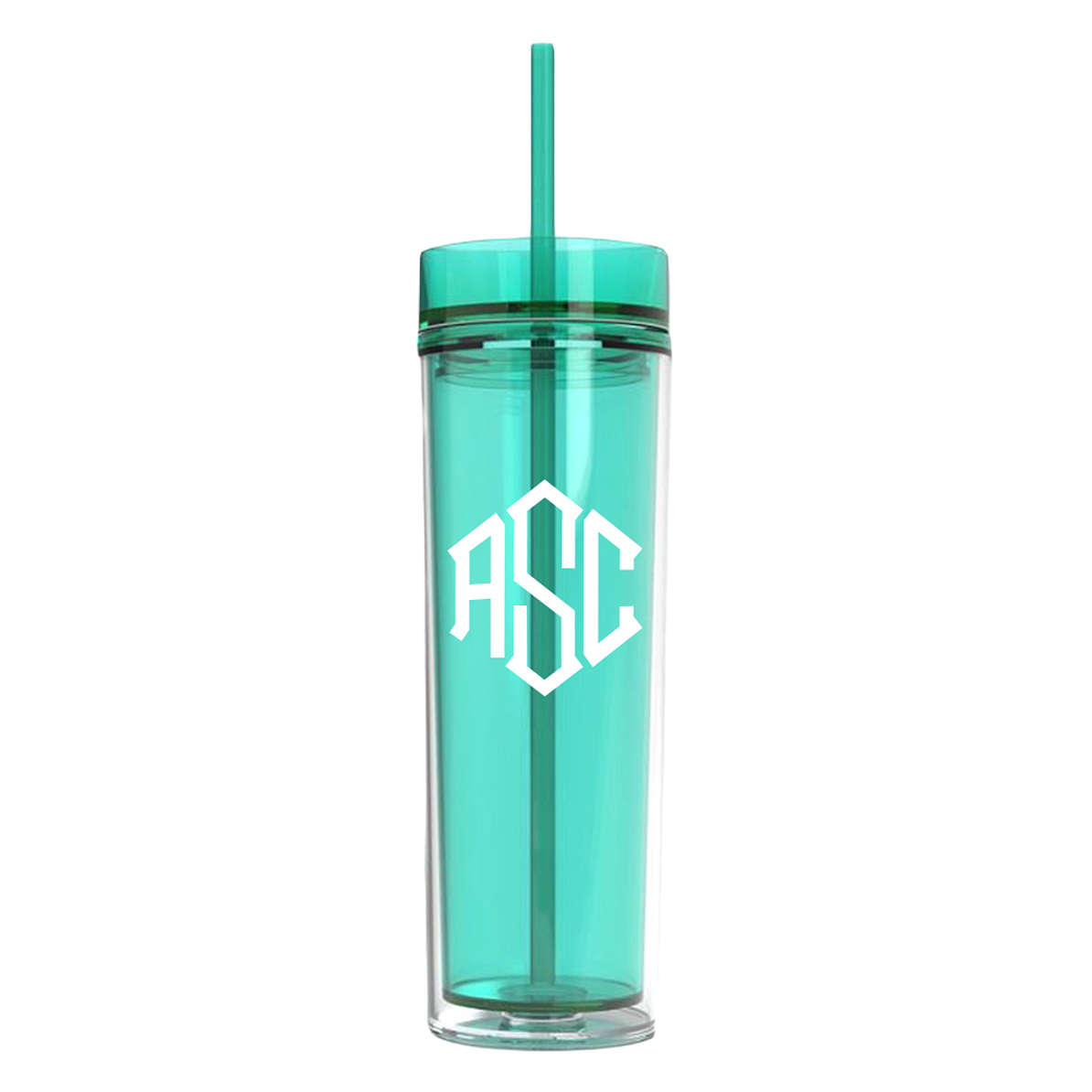 Monogrammed Acrylic Cup/Tumbler Lid w/ Straw 16 Oz.