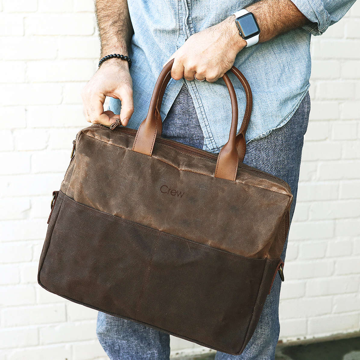 Mens Personalized Waxed Canvas Shoulder Messenger Bag Marleylilly 