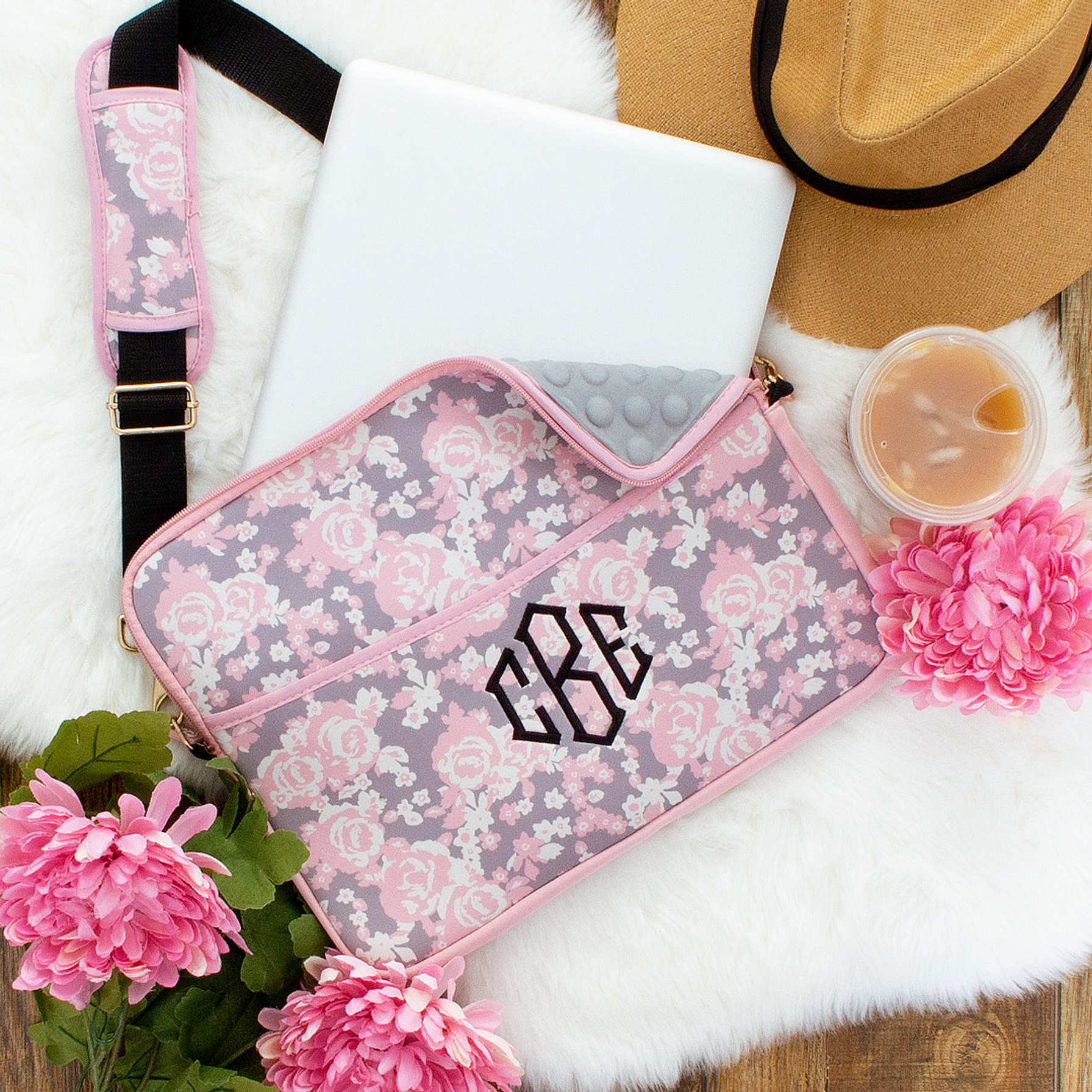 Monogrammed Laptop Case/Sleeve 13” or 16” Strap