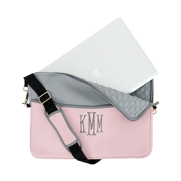 monogrammed laptop messenger bag