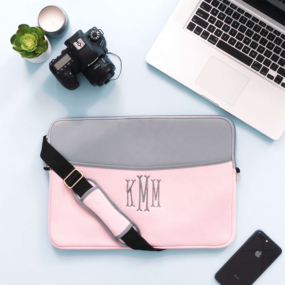 Monogrammed Laptop Case/Sleeve 13” or 16” Strap
