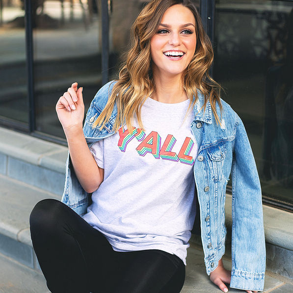 y'all t-shirt with jean jacket