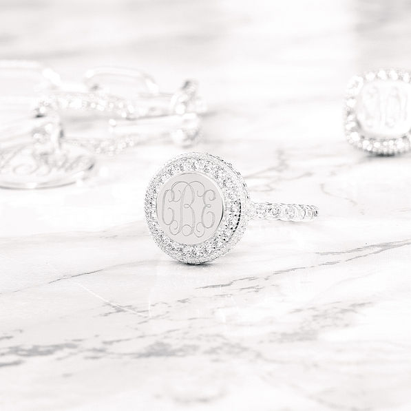 Personalized Sterling Silver Pave Ring – Marleylilly