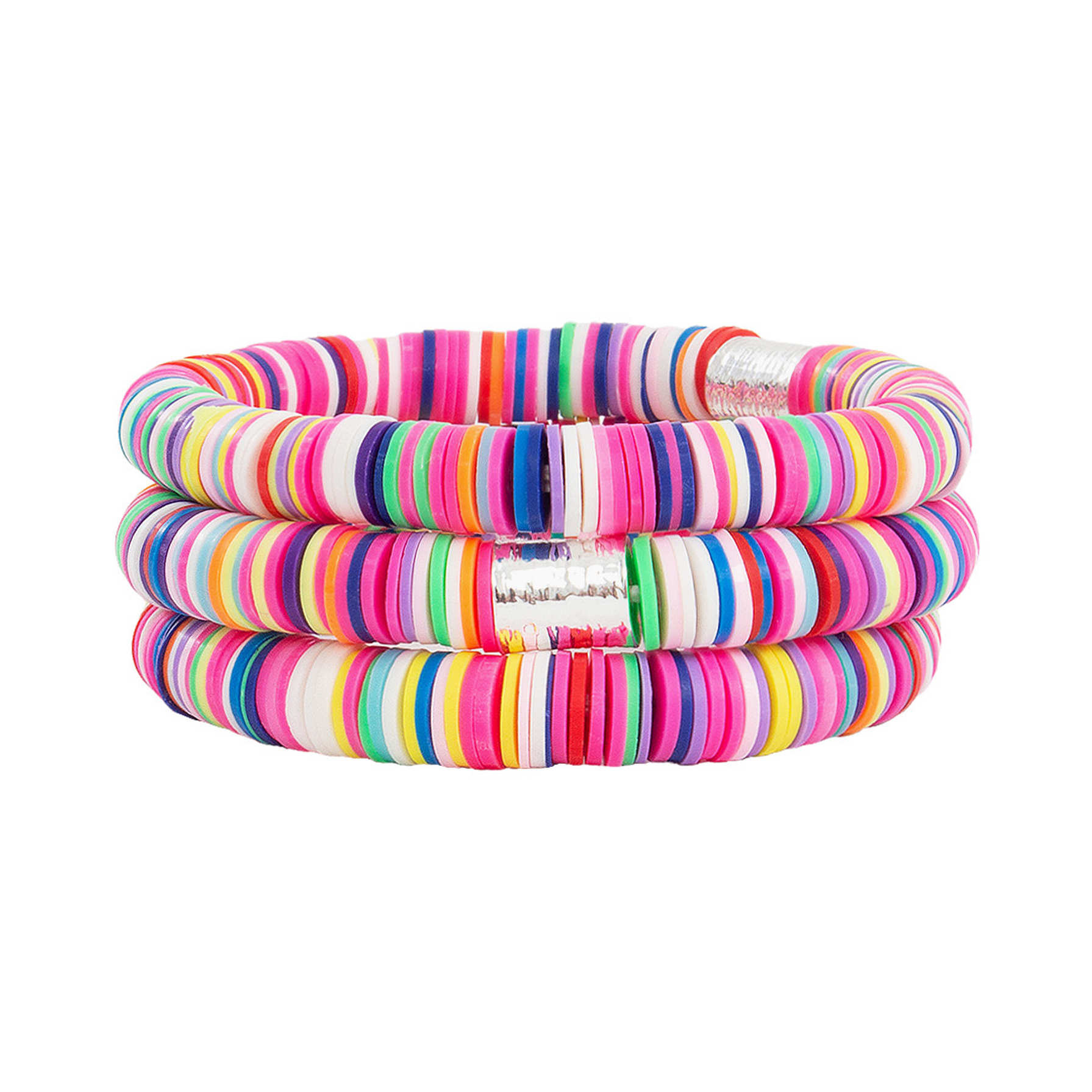 Beaded Bracelet/Bangle Set - Multicolor - Set of Three