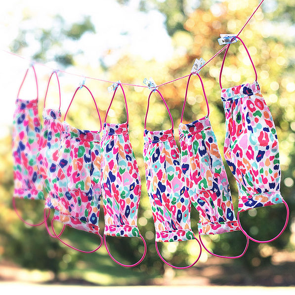 leopard print face masks on clothes line