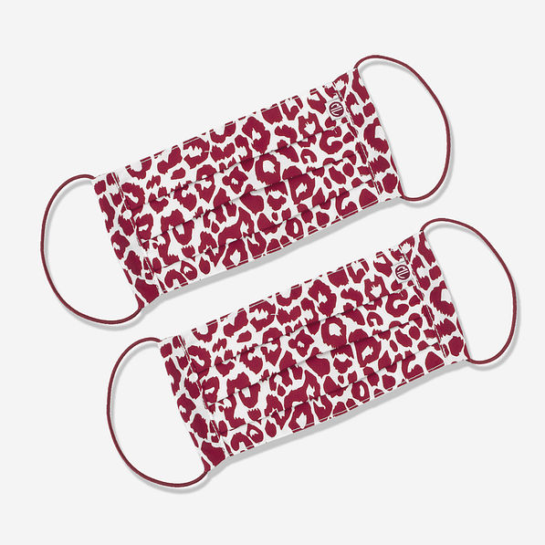 leopard face mask in burgundy