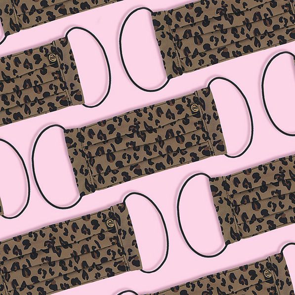 black and brown leopard print face masks