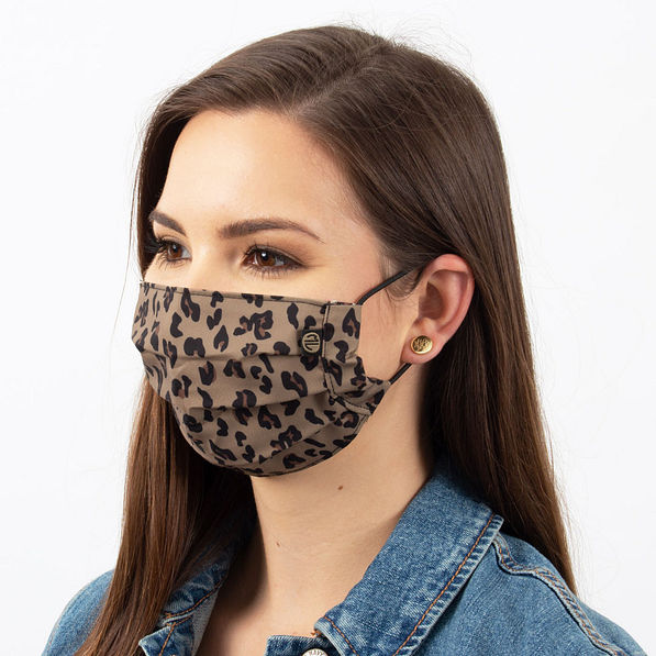 girl wearing dark leopard face mask