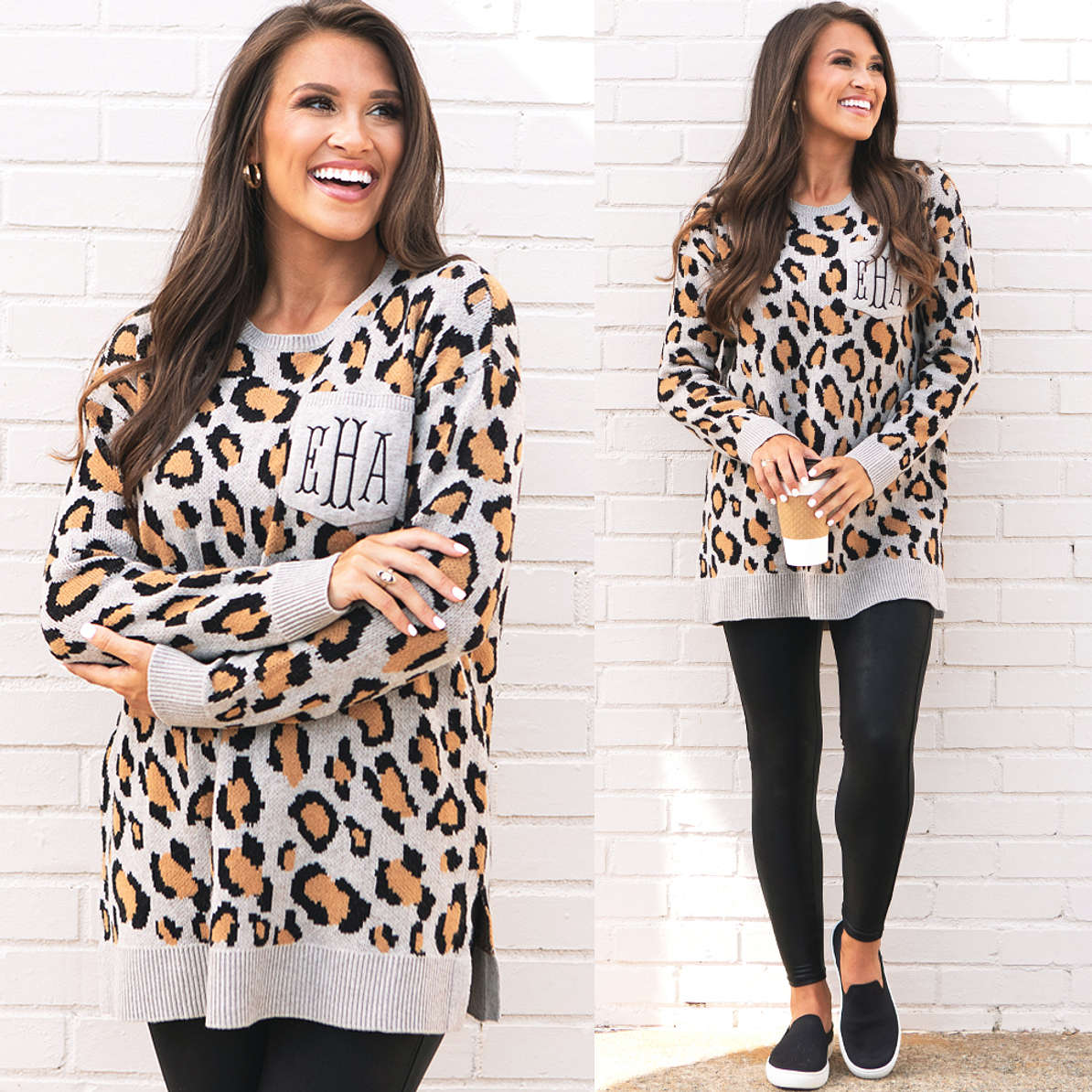 Ladies Personalized Leopard Sweaters - Marleylilly