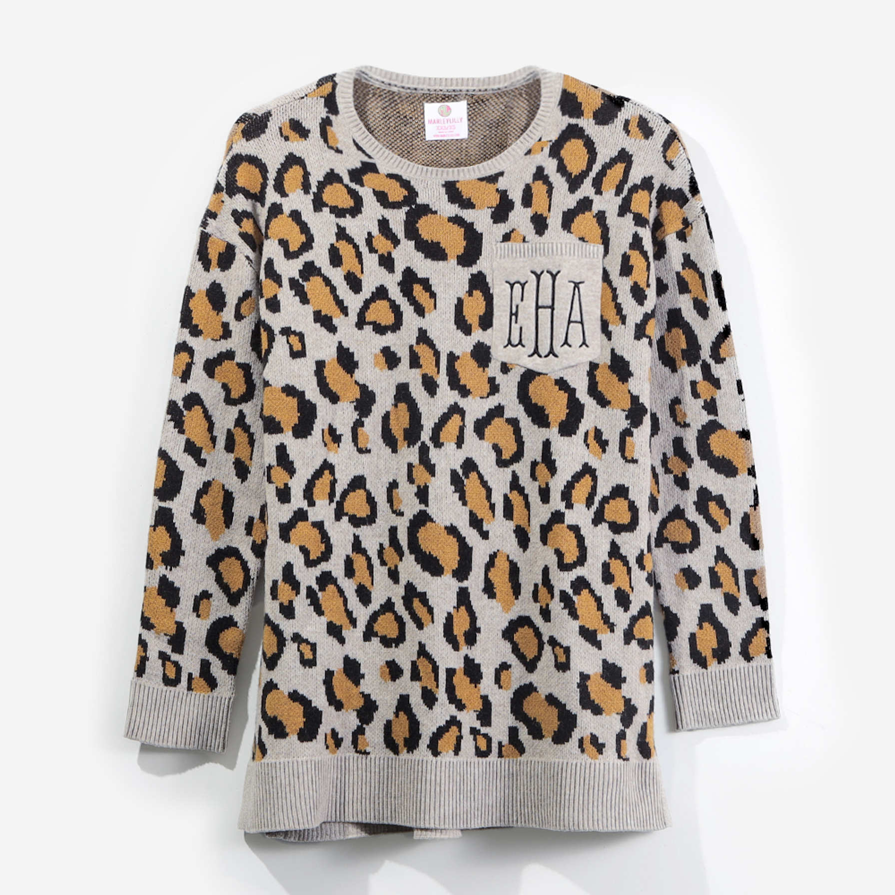 Ladies Personalized Leopard Sweaters Marleylilly