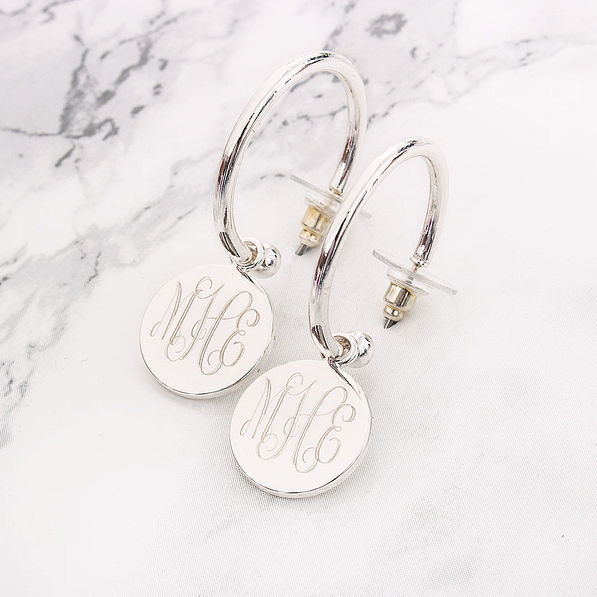 Personalized Disc Hoop Earrings Marleylilly