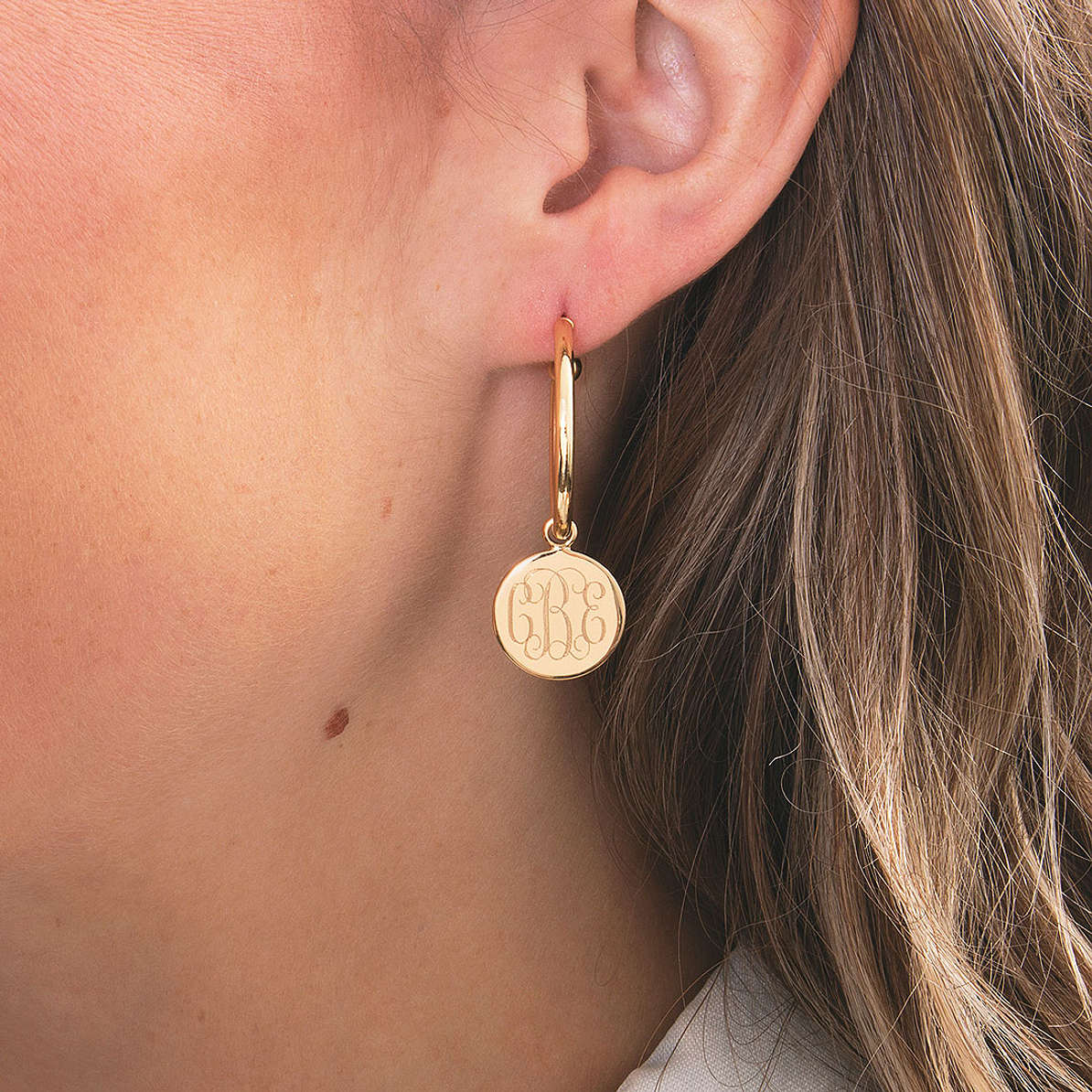 Personalized Disc Hoop Earrings Marleylilly