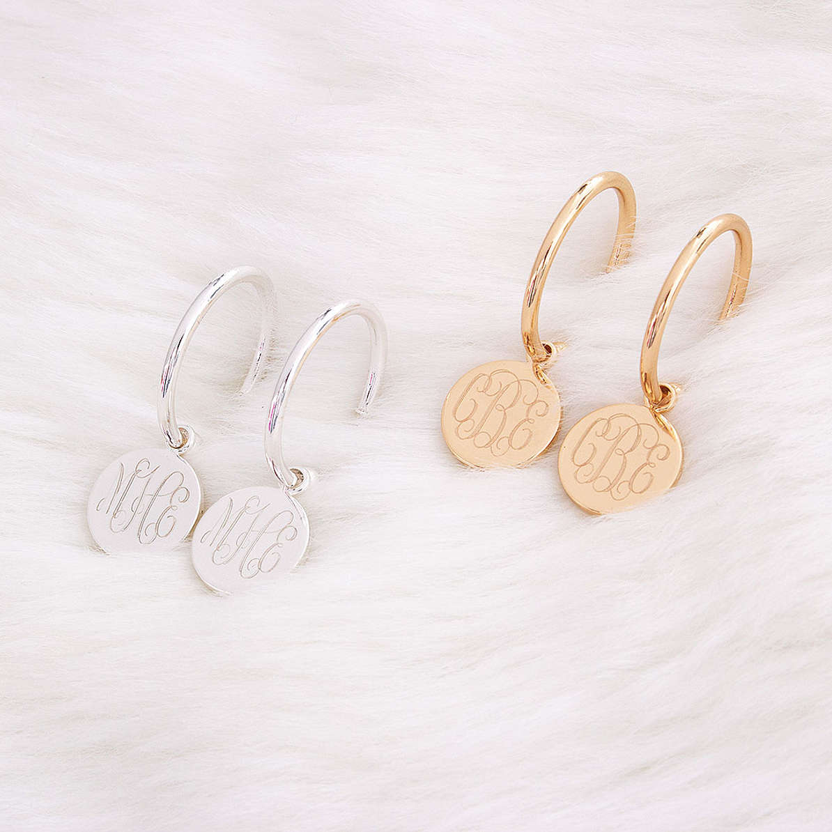 Personalized Disc Hoop Earrings Marleylilly