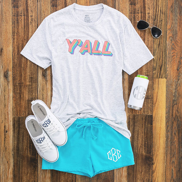 monogrammed shorts ootd