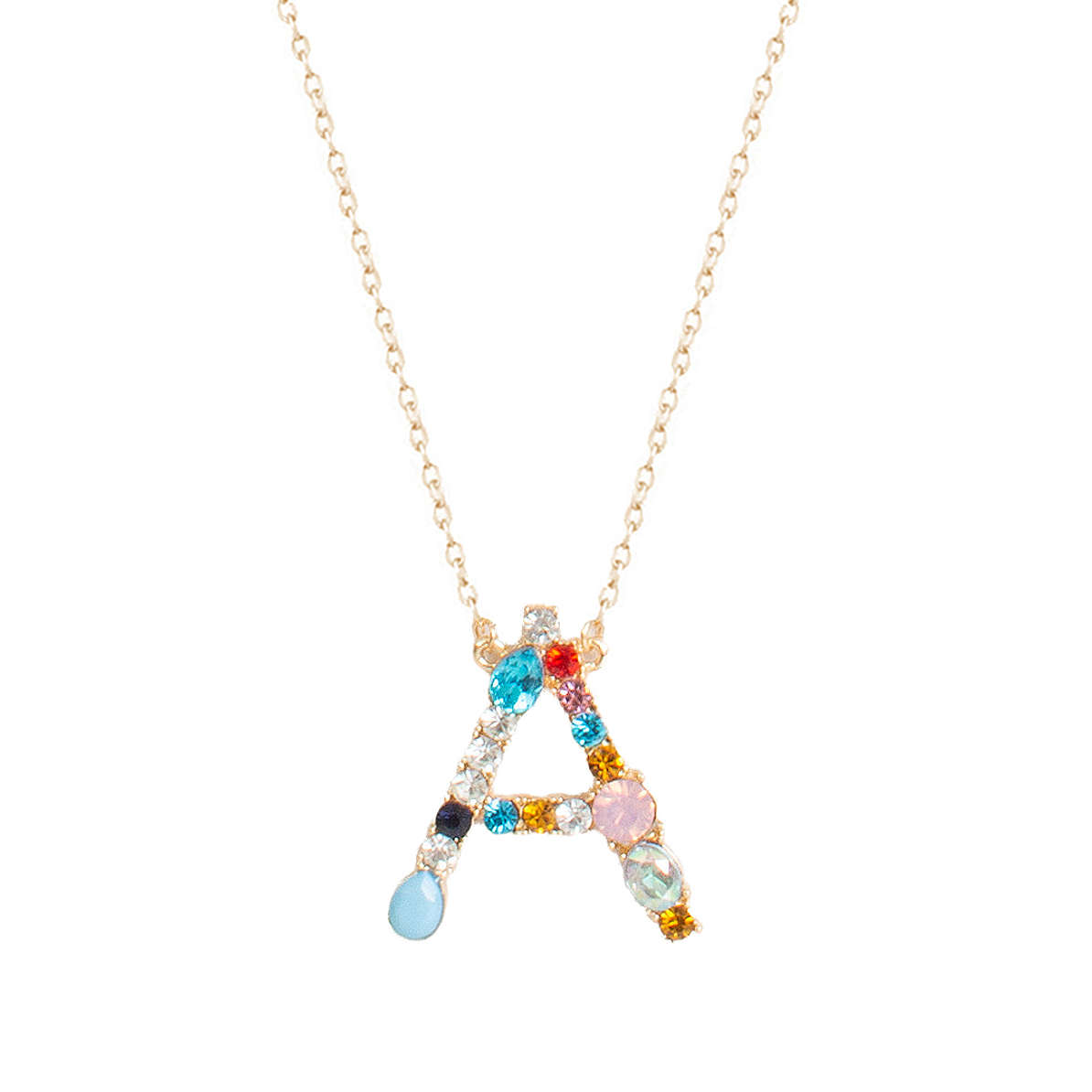 Rhinestone Initial Pendant Necklace