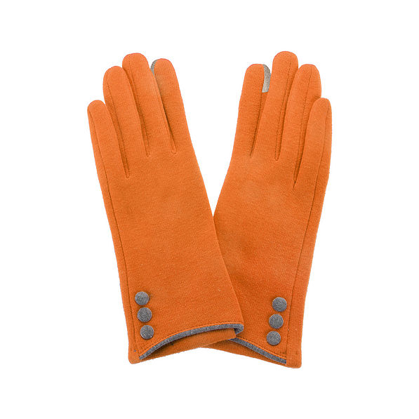 orange button gloves