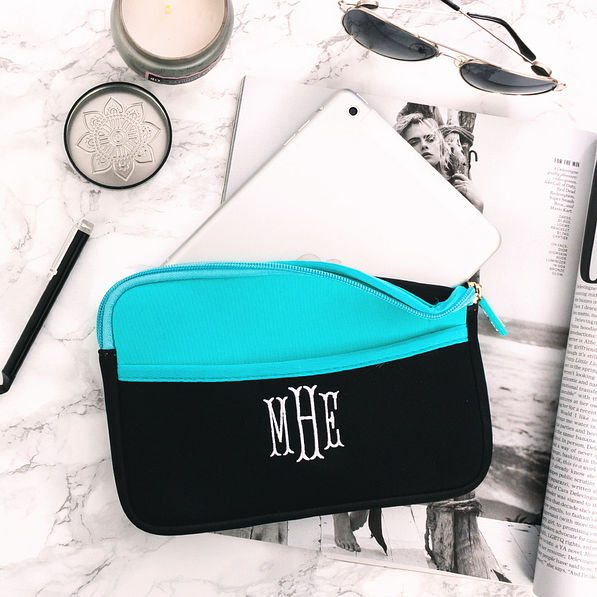 black mini tablet sleeve with iPad