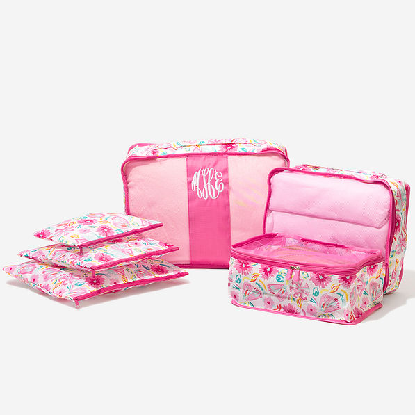 Monogrammed Packing Bag Set in Painted Petals
