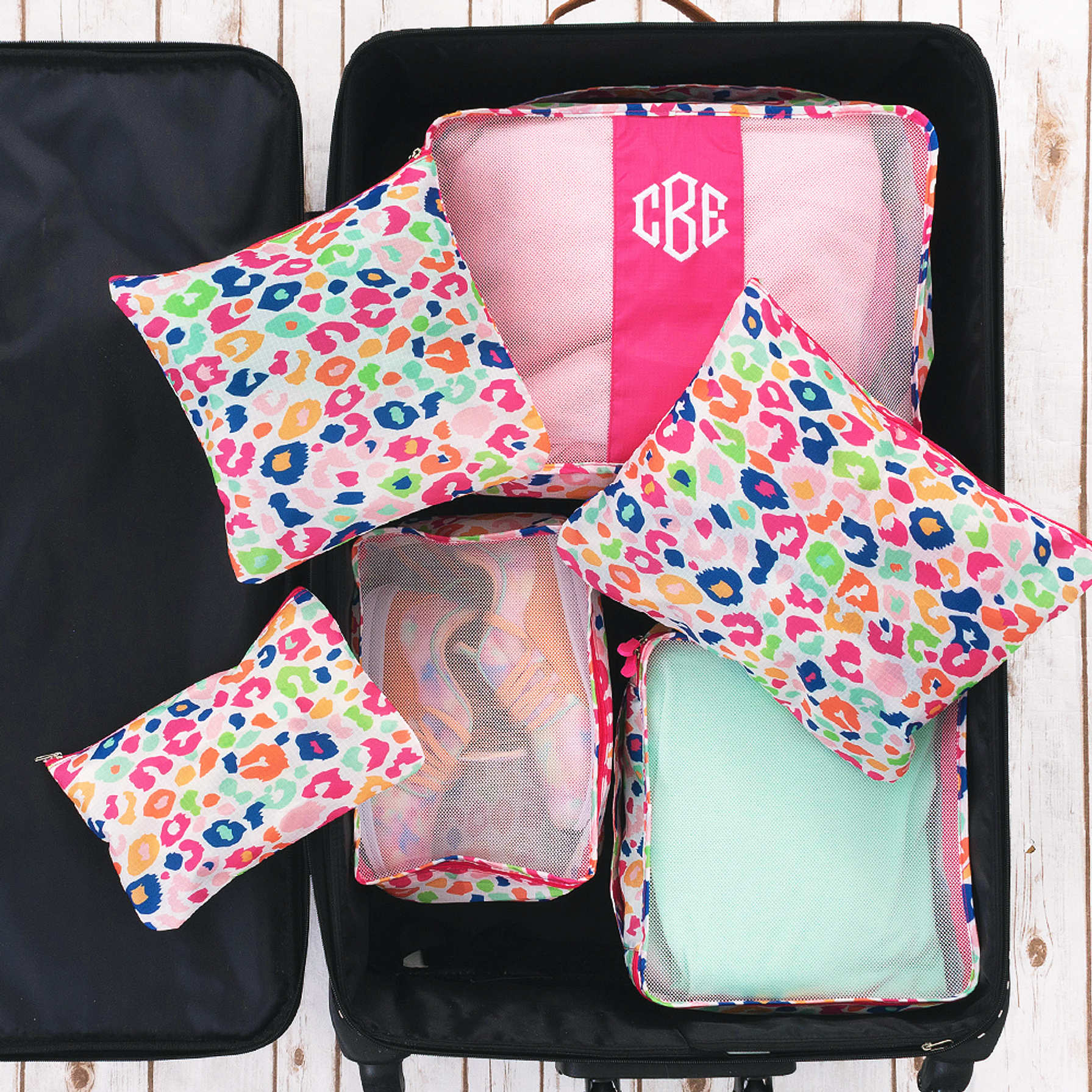 Monogrammed Packing Bags, Set of Six Marleylilly