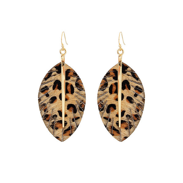 leopard feather earrings