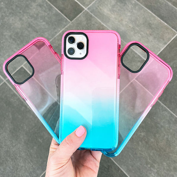 iphone with pink and blue gradient phone cases