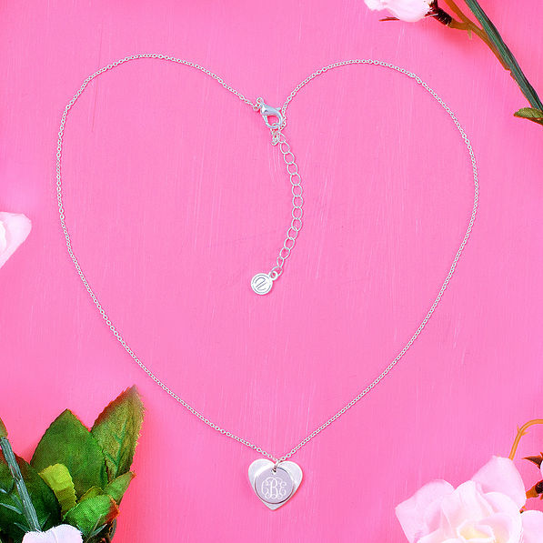 monogrammed layered necklace in shape of heart