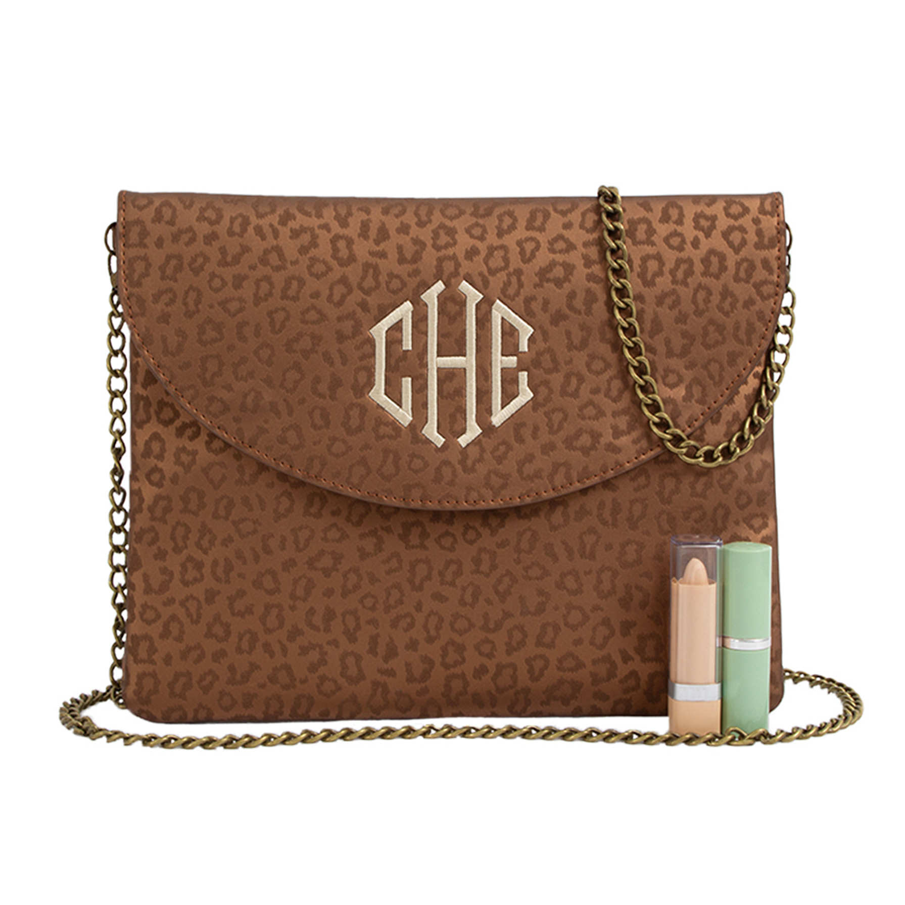 monogrammed leopard bag