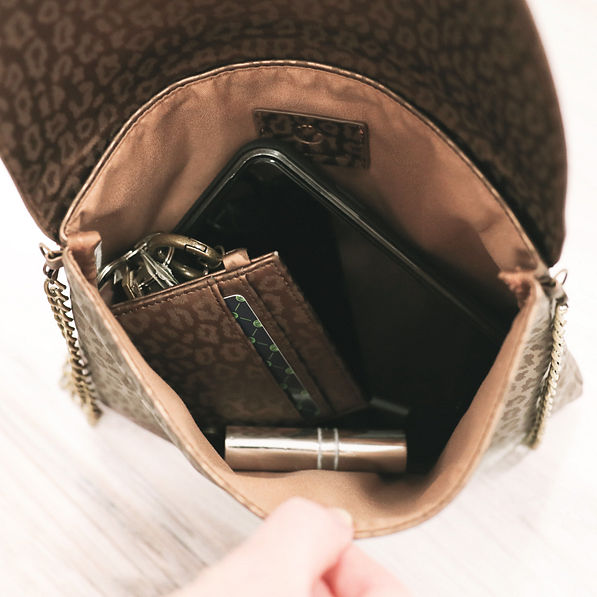 Brown Metallic Leopard monogrammed opened