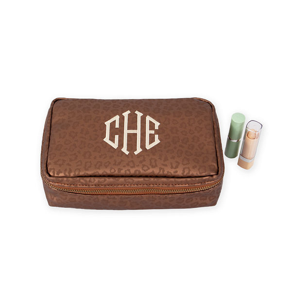 monogrammed metallic leopard rectangle cosmetic bag monogrammed metallic leopard rectangle cosmetic bag