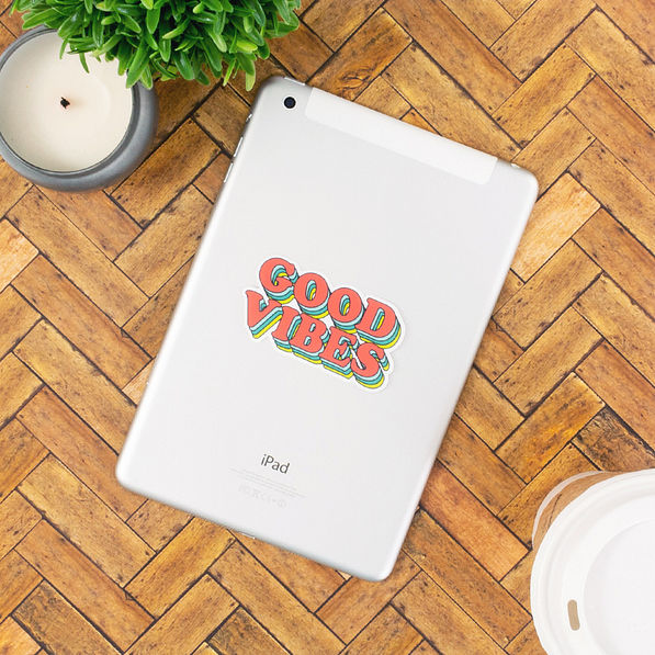 good vibes sticker on iPad