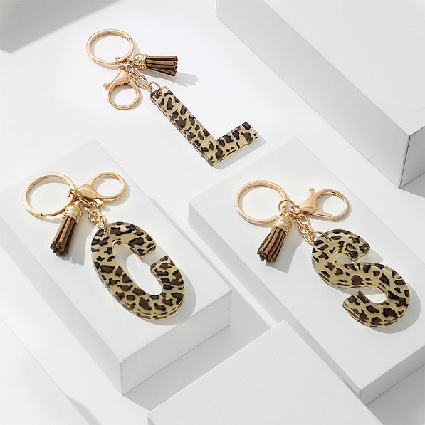 C, ,L, S, leopard initial keychain