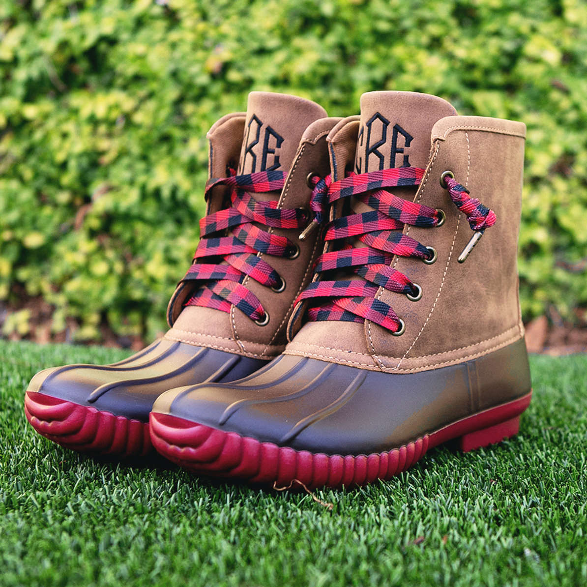 duck boots plaid