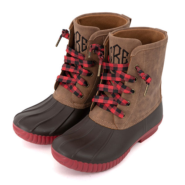 Monogrammed Duck Boots with Buffalo Plaid Laces - Marleylilly