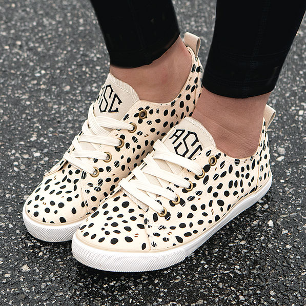 spring leopard sneakers on pavement