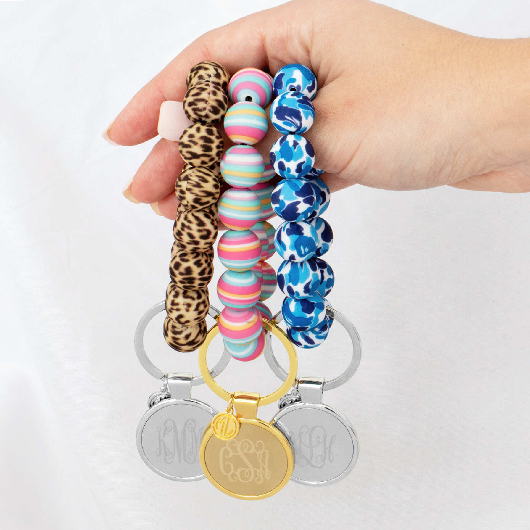 Monogrammed Beaded Key Ring Bracelet Marleylilly