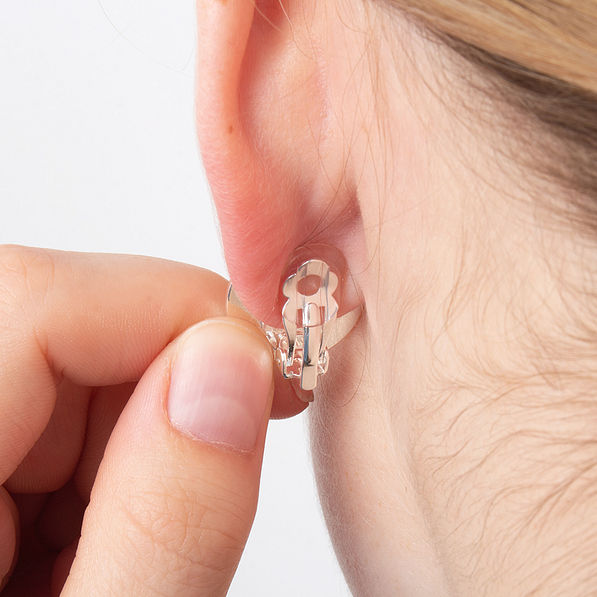 back of monogrammed clip on earrings