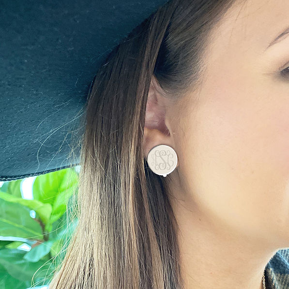 Monogrammed Clip On Earrings