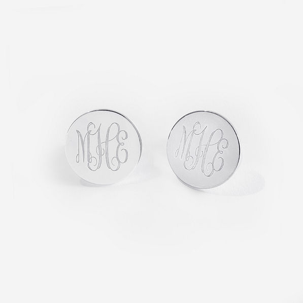 Monogrammed Clip On Earrings in Silver